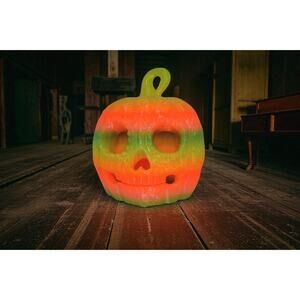 🎃 3D Printed Skull Pumpkin – Neon Glow Halloween Decoration colorful sparkly